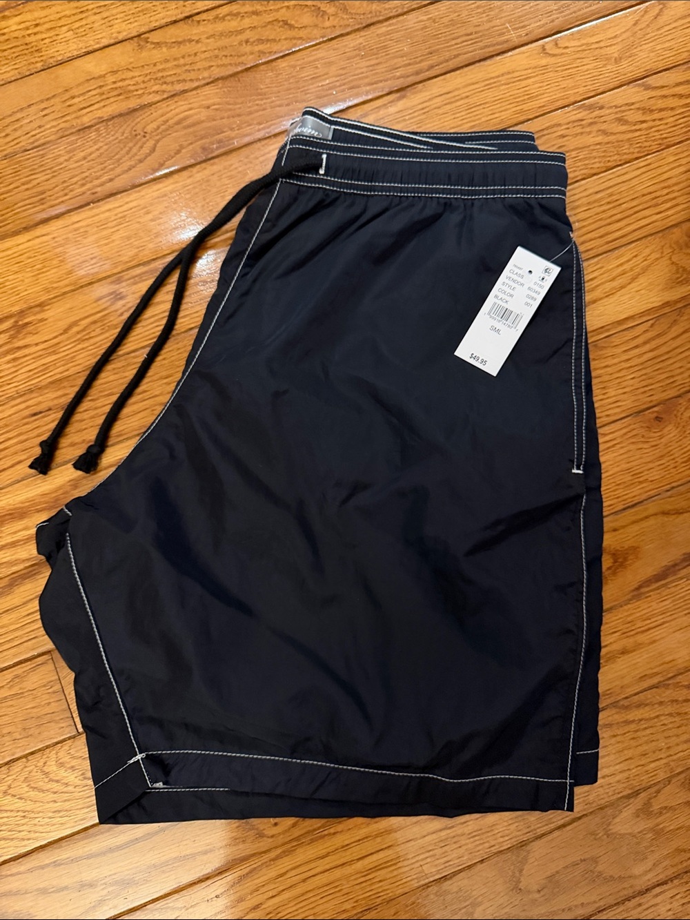 Pacsun Men's Black Swim Trunks with Contrast Stitching - 8 in